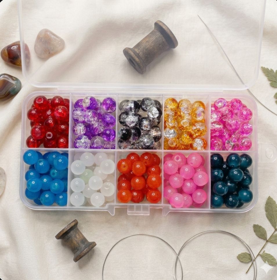 Beads Set for Jewelry Making â€“ DIY Craft Kit for Bracelets, Necklaces & Earrings (8x7.5 Inches)
