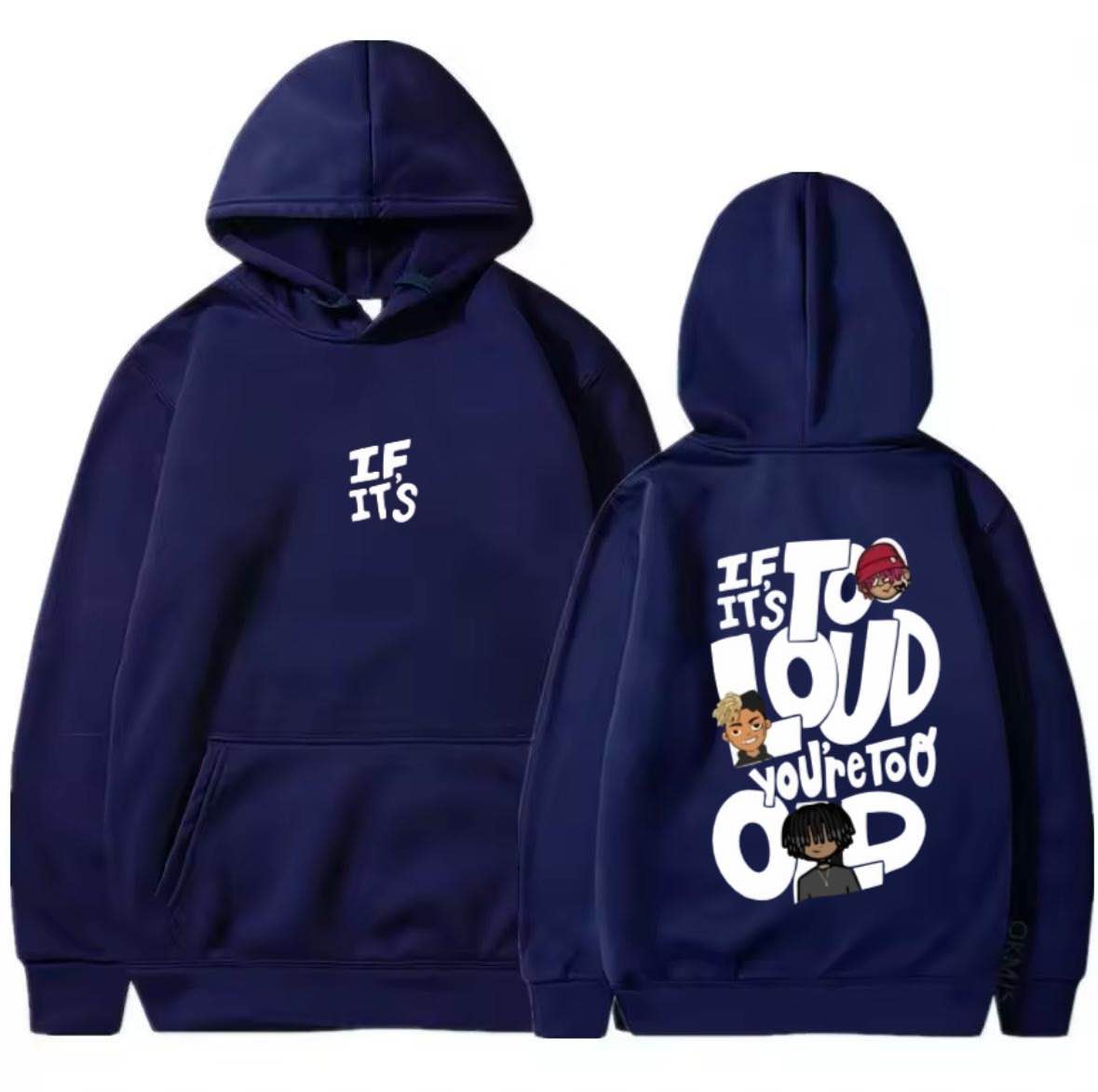 BURNOUT.PK NEW TRENDY PREMIUM QUALITY WINTER COLLECTION IF ITS TO LOUD FRONT BACK PRINTING BEIGE HOODIES FOR MENS