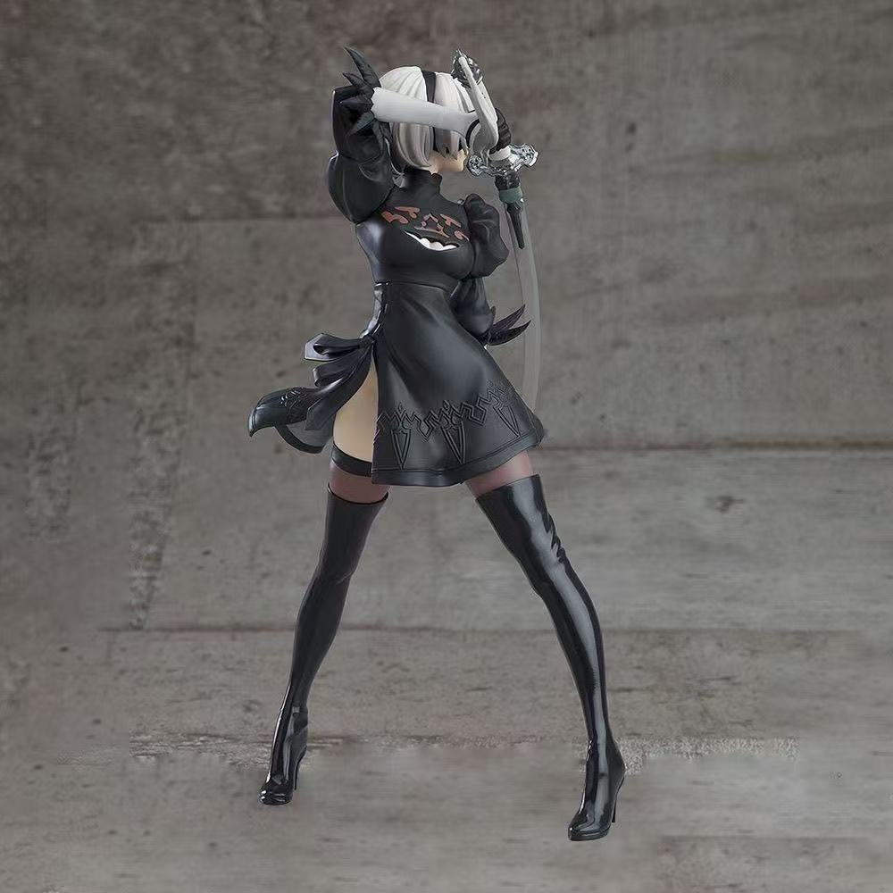 Hot 18CM Yorha 2B Black and White Series Anime Figure PVC Collectible Action Figures Model Doll Statuette 