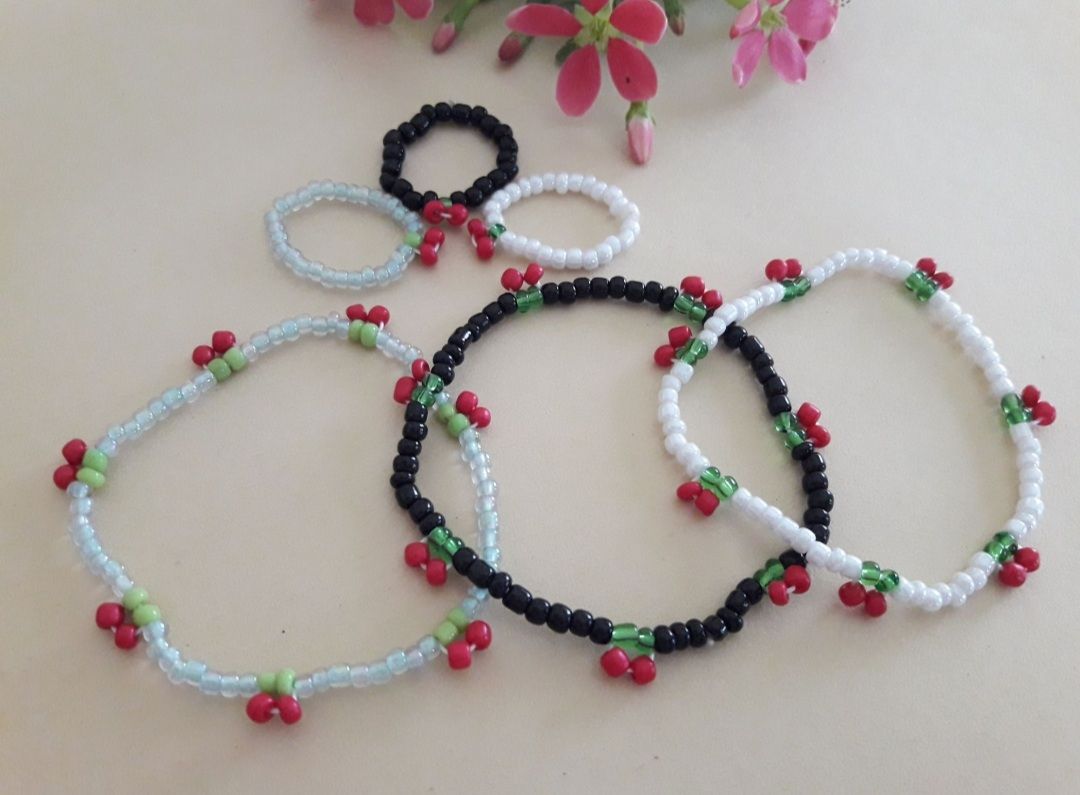 Pack Of 3 Cherry Beads Bracelet | Rings | New Trending