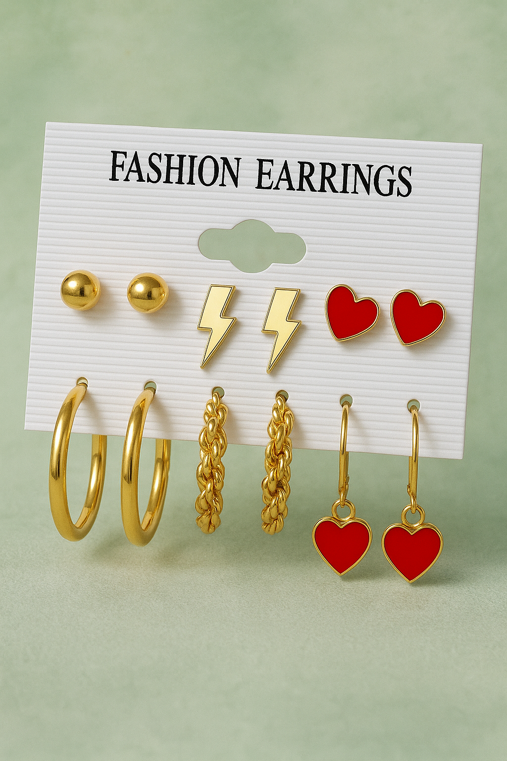 6 Pairs Of Red Charming Trendy Fashion Earrings Set For Girls and Women