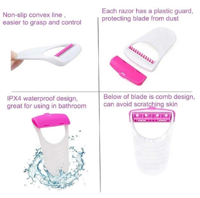 Pack of 06 Safit Ladies and Girls Hair Removing / Shaving Disposable Razor Blades / Safety Stainless Shaving Razor for Sensitive Skin /  Soft Hair Removing Razor  / Trimer  for Girls / Woman / Ladies