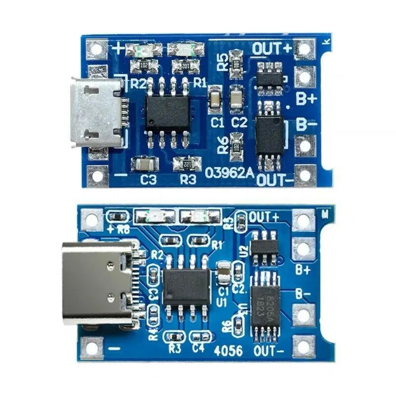 TP4056 Type-C / Micro-USB 5V 1A 18650 Lithium Battery Charger Module Li-ion Charging Board with Dual Protection Functions