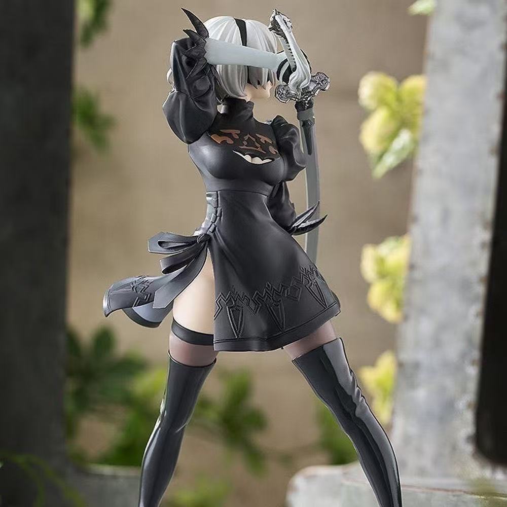 Hot 18CM Yorha 2B Black and White Series Anime Figure PVC Collectible Action Figures Model Doll Statuette 