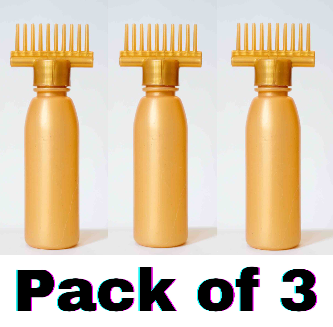 pack of 3 Hair oil selfie bottle - oil applicator bottle - oil applicator bottle comb - oil applicator bottle for hair - pack of three Oil applicator and massager - oil application hack - oil bottle with comb - oil bottle with comb for hairs