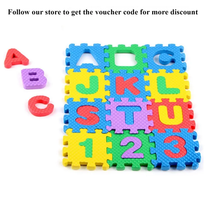 ABC Toy Block Mat Alphabets and Numbers Early Learning Toy Play Foam Puzzle Mat for Kids 36 Pieces 6cm x 6cm
