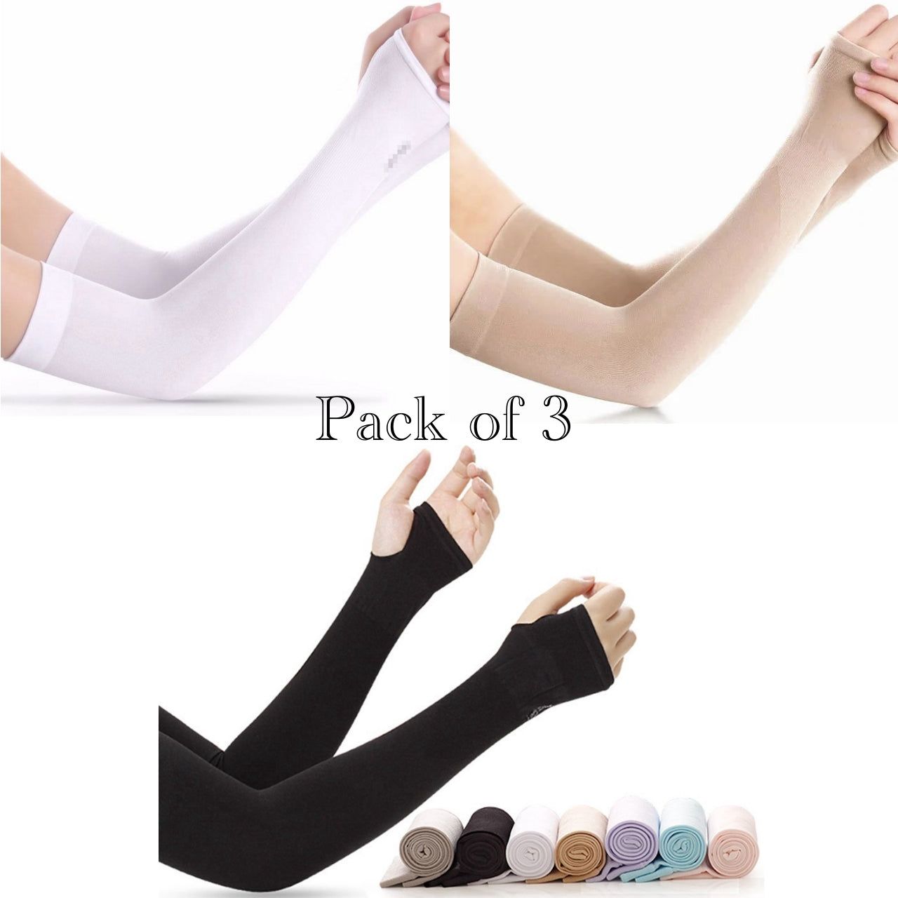 UV Protection Cooling Arm Sleeves For Men And Women Summer Compression Sports Arm Warmers With Thumb Hole Cycling