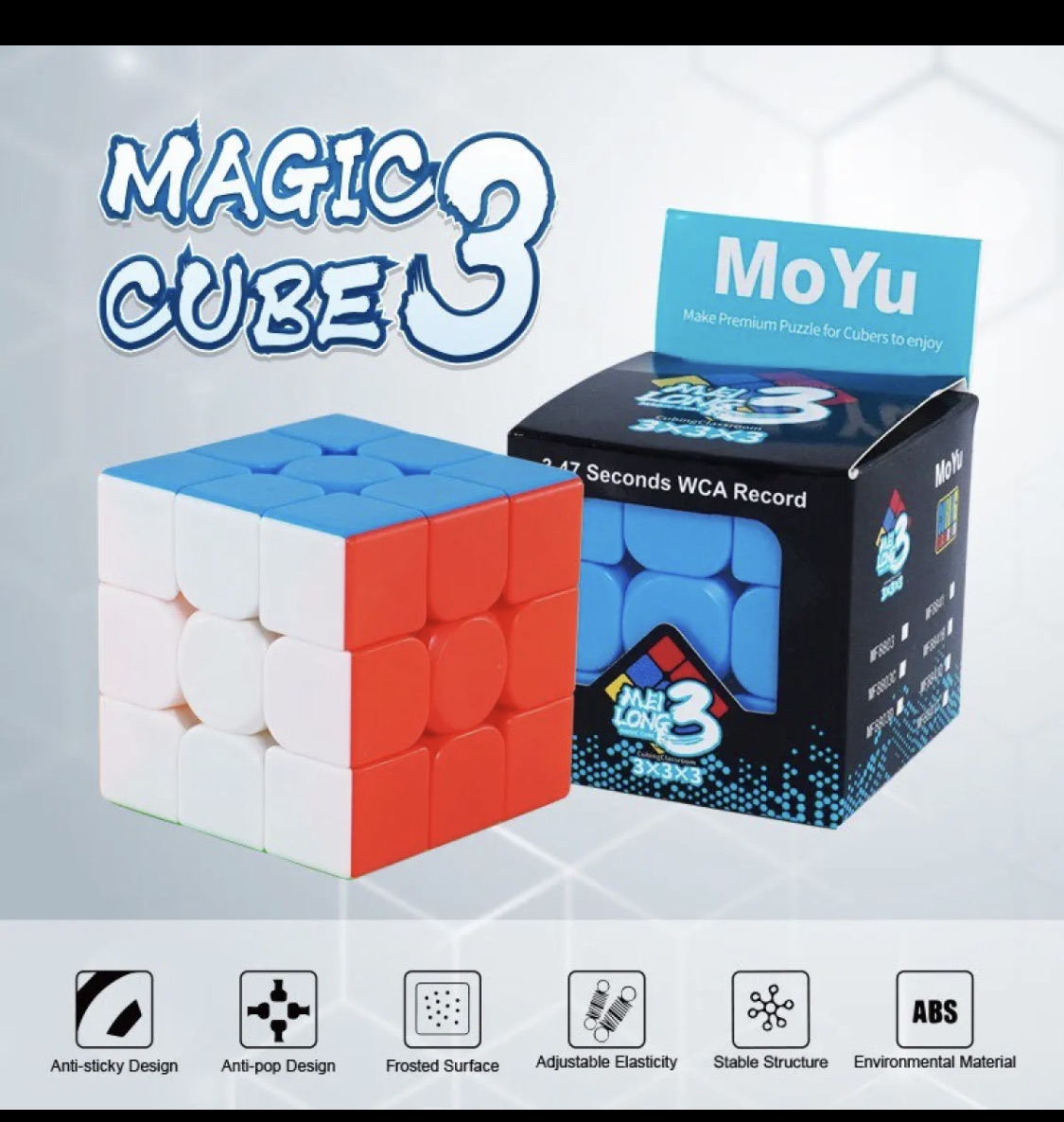 Magnetic Stickerless Rubik Cube 3×3 SPEED EDITION Magic Cube, Smooth Playing R...
