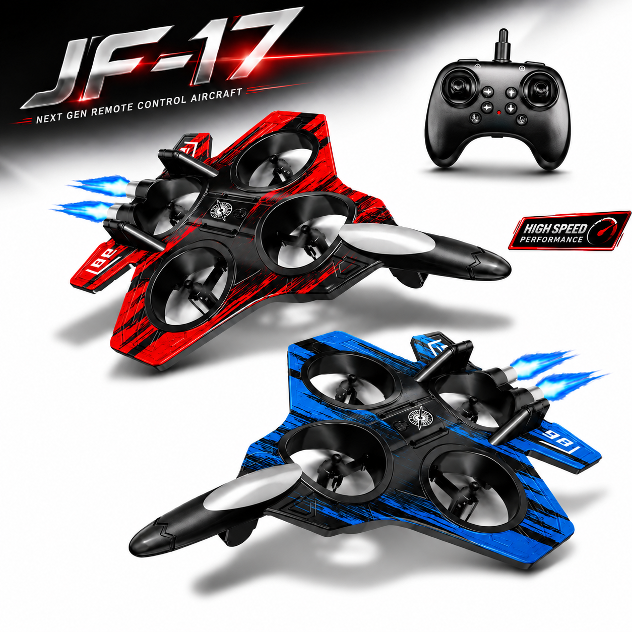 JF-17 Remote Control Aircraft/Plane/Jet RC Drone Plane for Kids & Adults | 2.4GHz High Speed Flying Toy | USB Rechargeable Indoor Outdoor RC Jet with Easy Controls | Best Gift for Boys & Girls