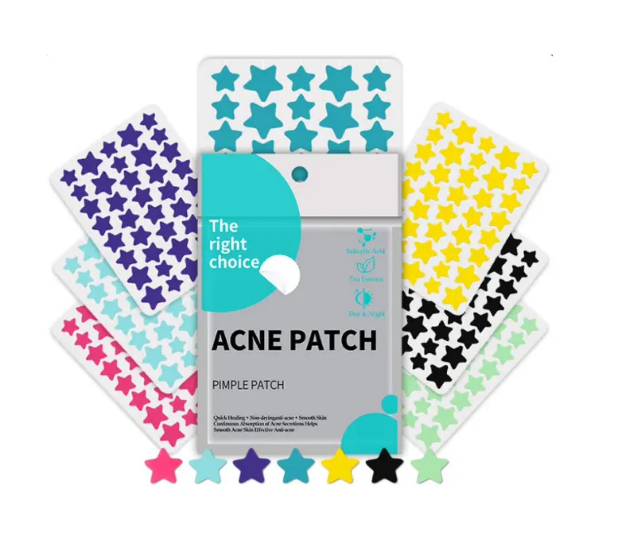 (40 patches/Sheet) Hydrocolloid Star Shape Acne Pimple Patches for Face_Cute Star Acne Stickers for Fast Healing, Absorbing Pus & Oil, Protecting Blemishes from Dirt and Picking_Invisible Waterproof Pimple Covers for All Skin Types_Day & Night Acne Patch