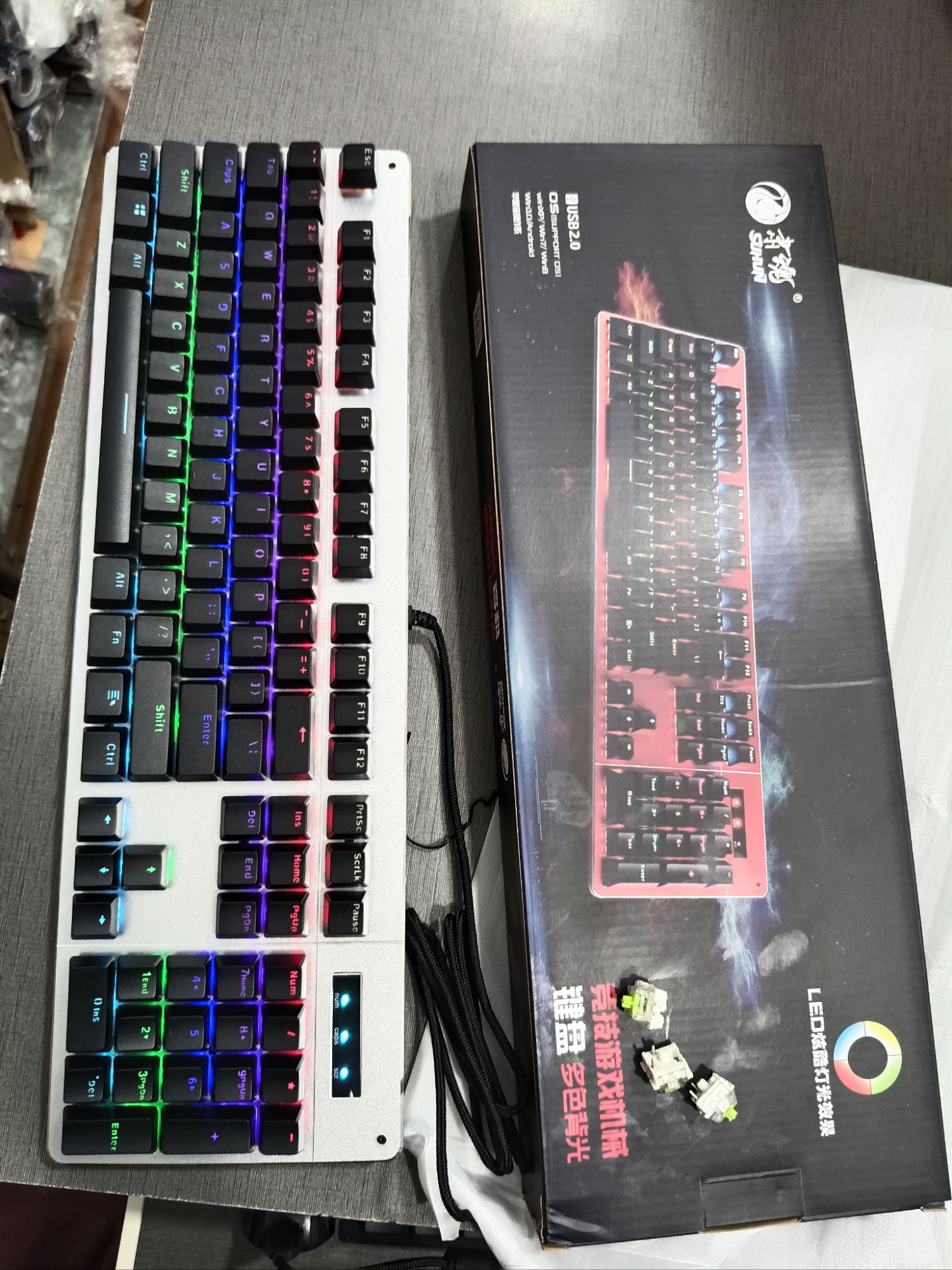 Mechanical Gaming Keyboard Blue Switches Anti-Ghosting  Keys Layout Backlight 13 Modes Adjustable RGB & Breathing RGB Adjustable Gaming Keyboard