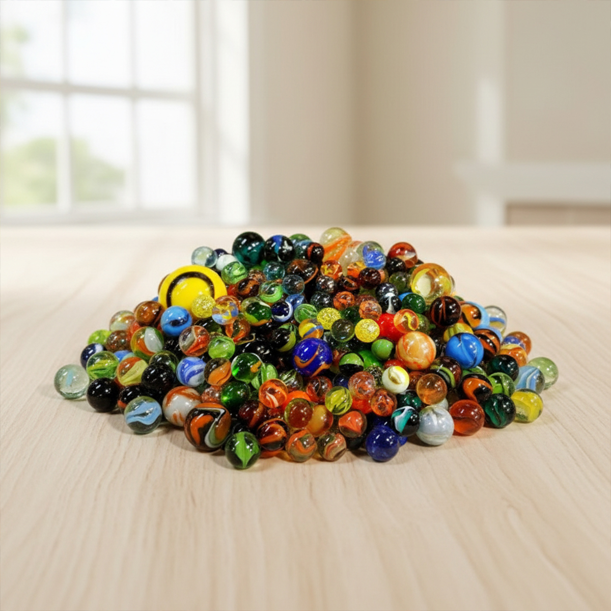 Beautiful Glass Hockey Marble Balls - Pack of 100 Crystal Balls (Bante) (kanche) (Glass Balls)