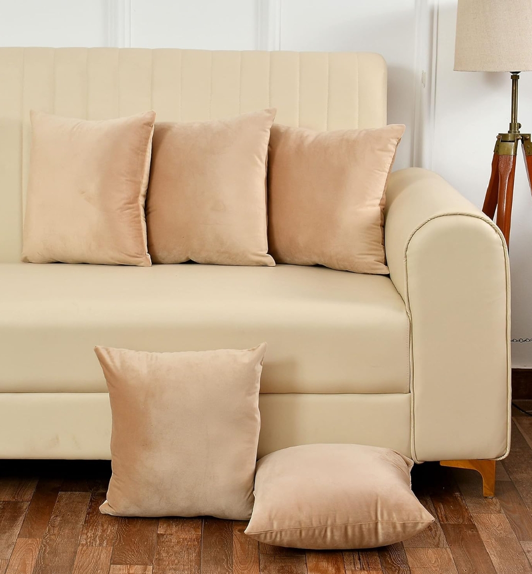 Pack Of 5 Plain Velvet Cushion Covers