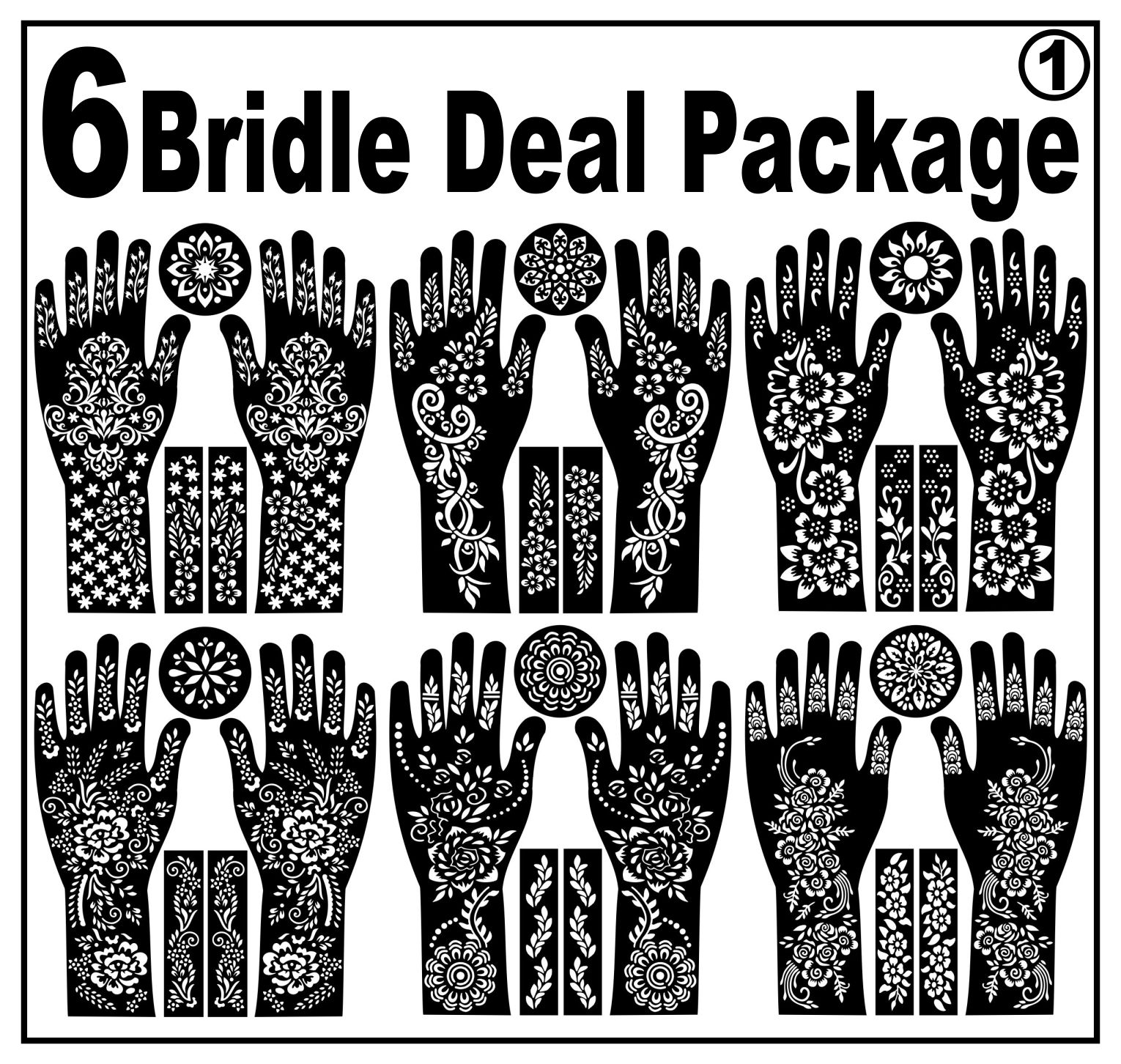 Bridle Mehndi Designs Arabic Henna Mehndi Bridal Stencils Stickers for ...