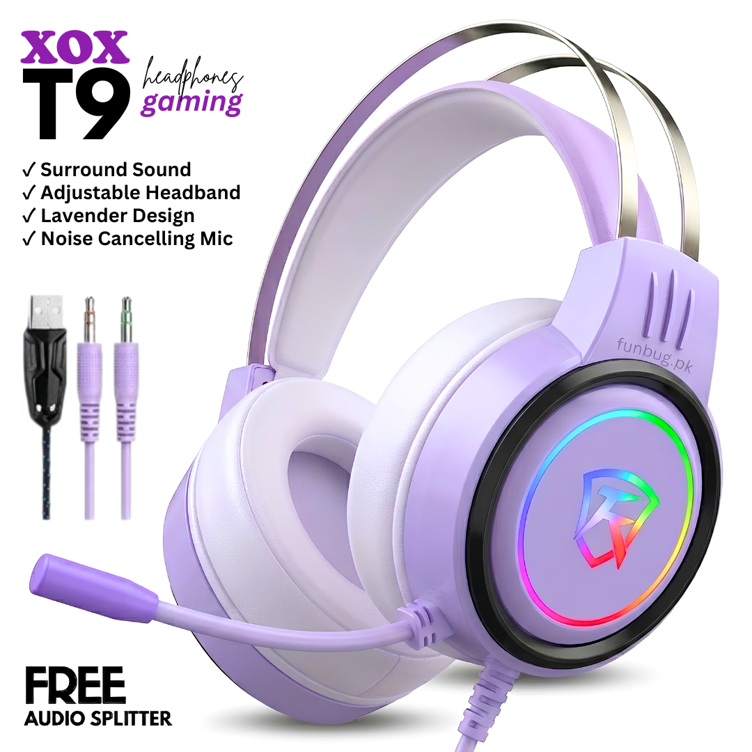 FunBug Pro Gaming Headset with RGB Lights, Noise Cancelling Microphone, USB/3.5mm Plug - Comfortable Ear Cushions, On-Headset Audio Control, New Gaming Headphones