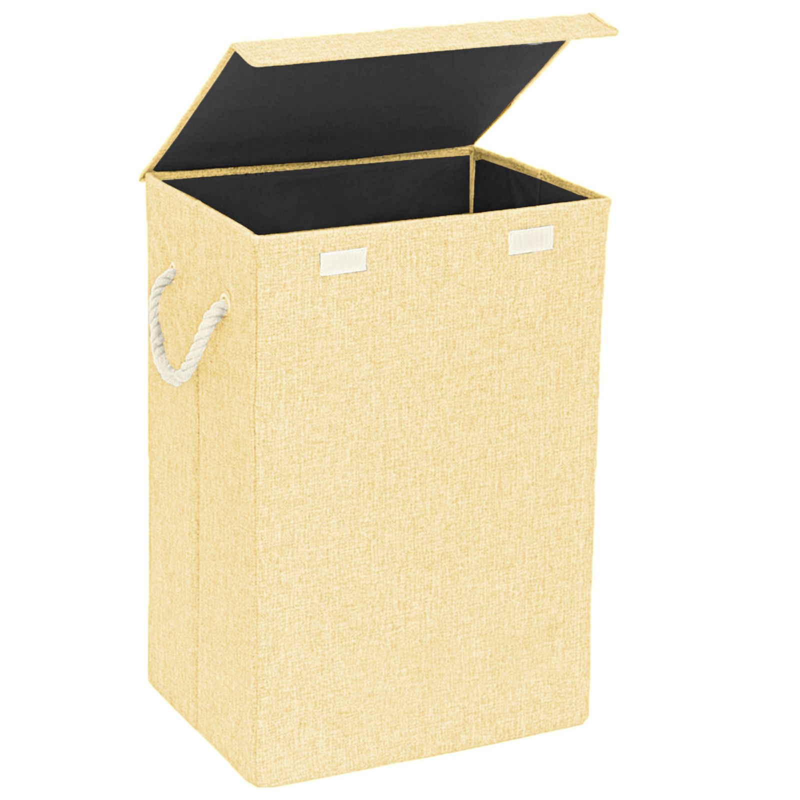 Fabric Laundry Basket Hamper Lid & Handle Ideal for Clothes Storage Fabric Storage Box & Square Baskit Bins Cloth Organizer Cubes Organizer with Handles Jewelry And Makeup Storage Box with Dual Handles