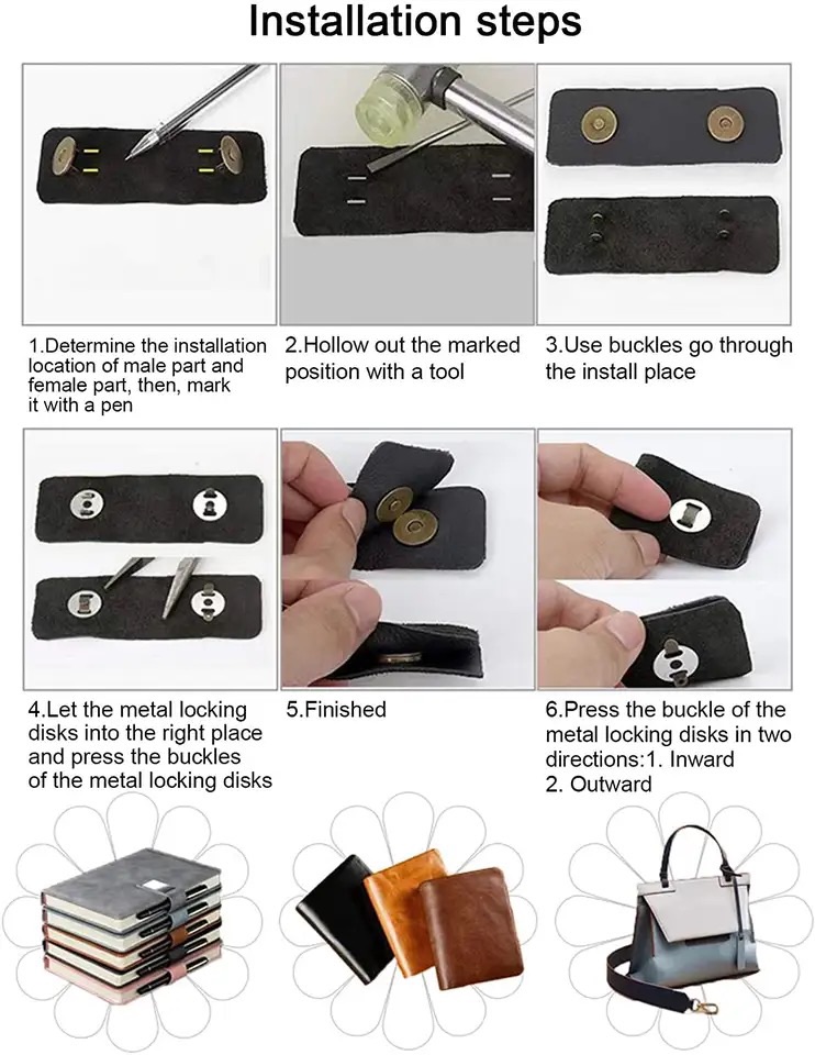 4x10sets/lot Magnetic Snap Fasteners Clasps Buttons Handbag Purse Wallet Craft Bags Parts Accessories Adsorption Buckle 18mm
