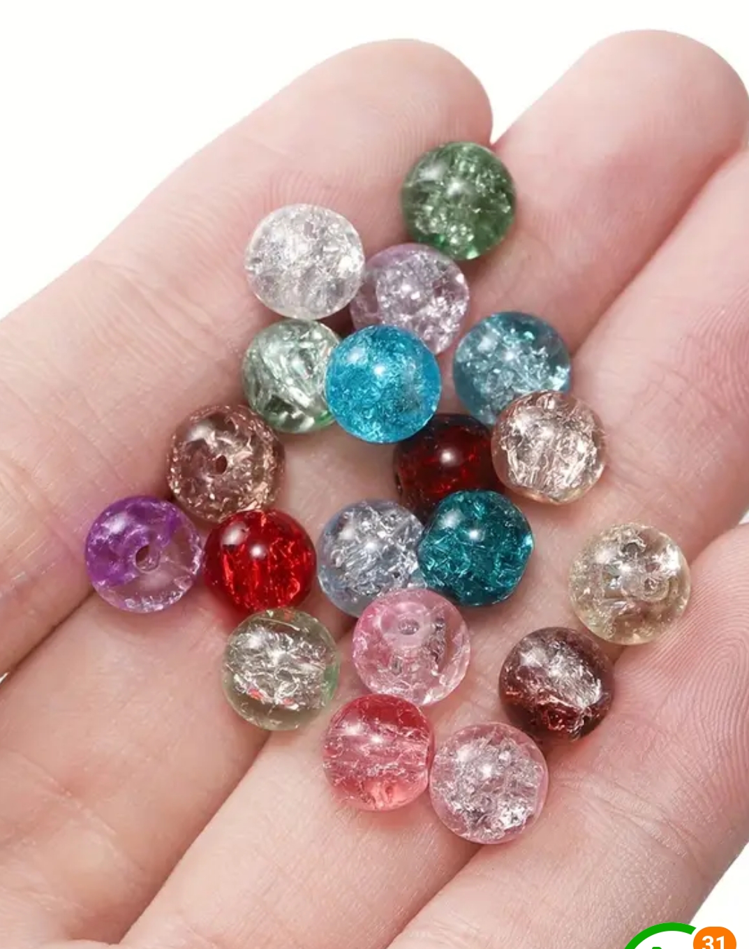 100pcs High Quality 8mm Colorful Ice crack Snow Glass Imitation Crystal Snow Glass Beads, DIY Jewelry Bracelet Necklace Accessories Making Materials