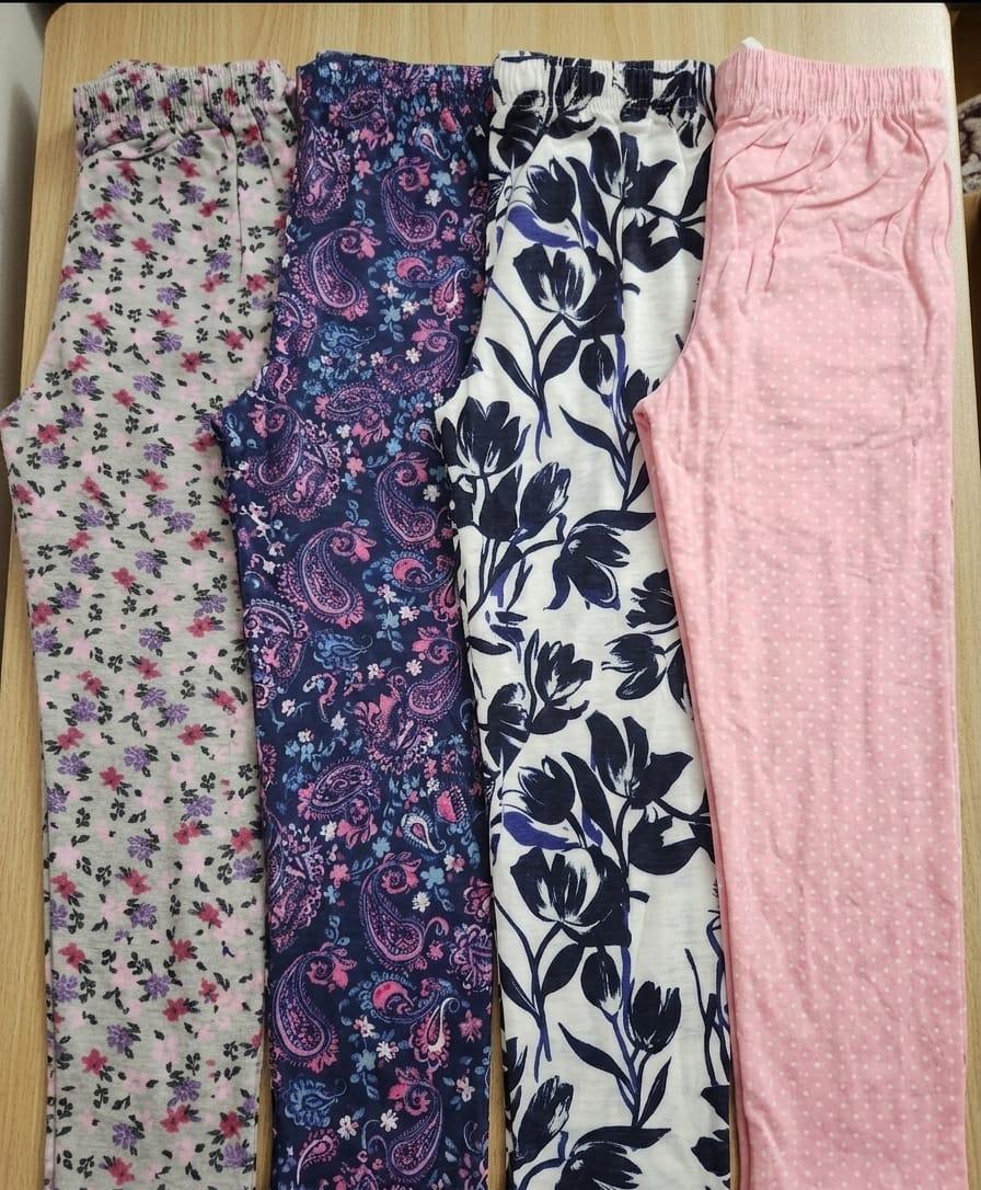 Pack of 2 random colour printed ladies breatheable cotton jersey trousers pajama
