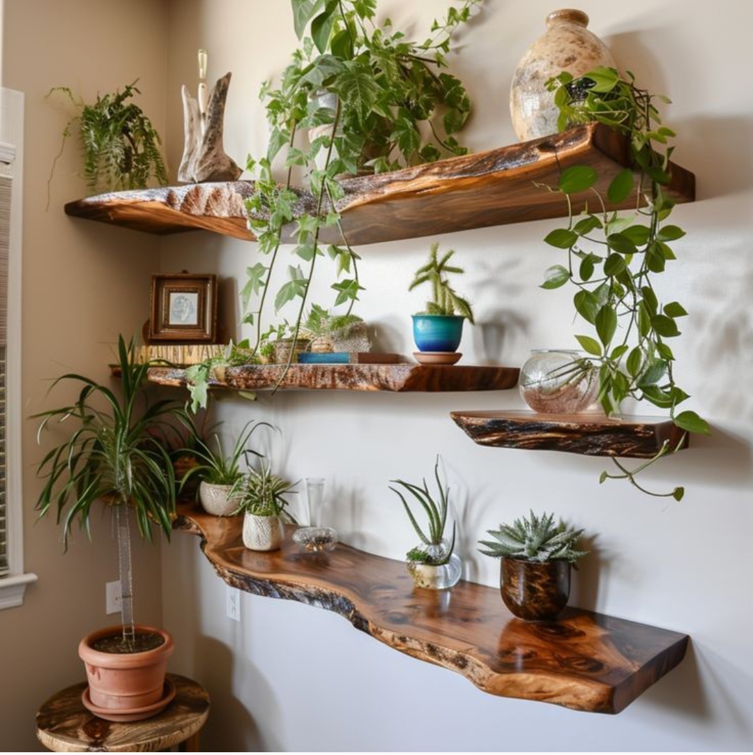 Premium Live Edge Floating Shelf | Custom Size Wooden Wall Mounted Shelf | Rustic Industrial Floating Wall Shelf | Modern Display & Storage Shelf for Living Room, Bedroom, Kitchen & Office