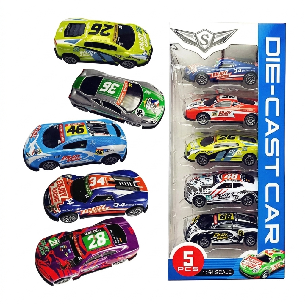 Diecast Metal Cars 1:64 Scale Theme Toys Pack Of 5 And 6 Random Design Mini Car Vehicles For Kids Collection Gift Set High Quality Metal Build Realistic Details For Children Play