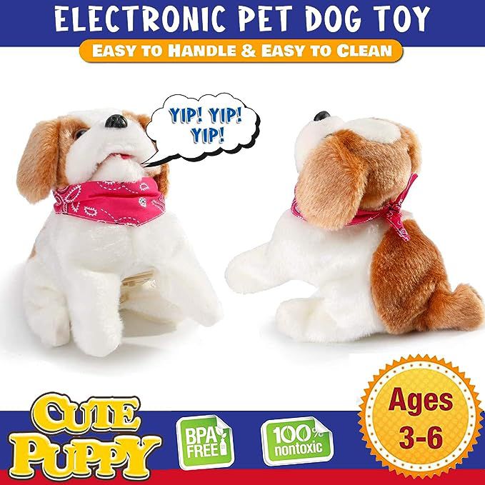 Flip Over Puppy - Battery Operated Mechanical Jumping Little Pet Dog - Flipping Toy That Somersaults, Walks, Sits, Barks for Toddlers & Kids