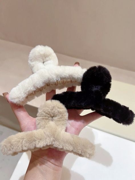 Faux Fur Hair Clip for Women Elegant Acrylic Crab Hair Clip Hairpin Girls Hair Accessories Furry Headwear Hair Clip