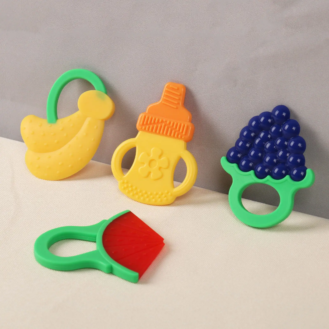 Silicone Baby Teether, Baby Teether Toy, Fruit Shape, Baby Accessories, Baby Silicone Fruit Shape Teether, Fruits Design Teether For Babies And Infants, Very Soft Fruit Shapes Design Baby Teether Silicone