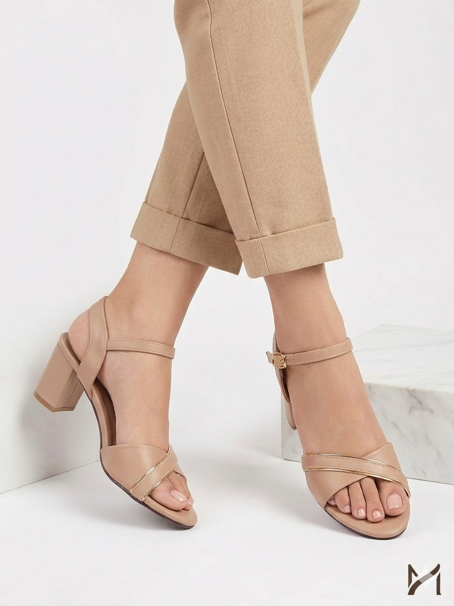 Branded Elegant Crossover Block Heel Sandals for Women - Stylish Comfortable Daily & Formal Block Heel Sandals for Ladies