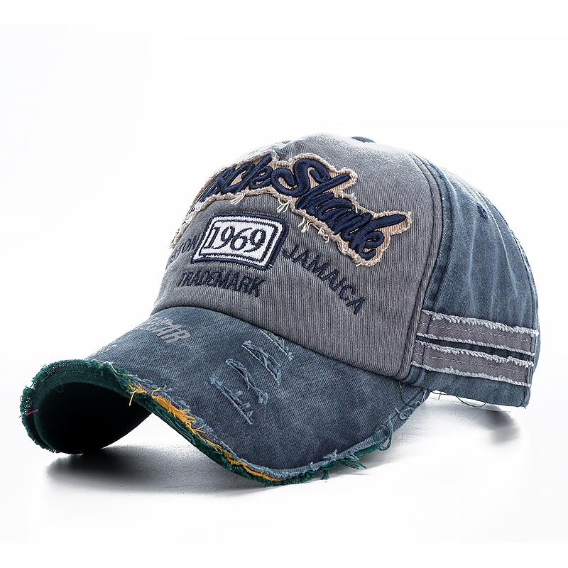 2026 High Quality Washed Cowboy Letters Cotton Cap for Men Women Adjustable Outdoor Sun Protection Hat Rock Shark Baseball Caps