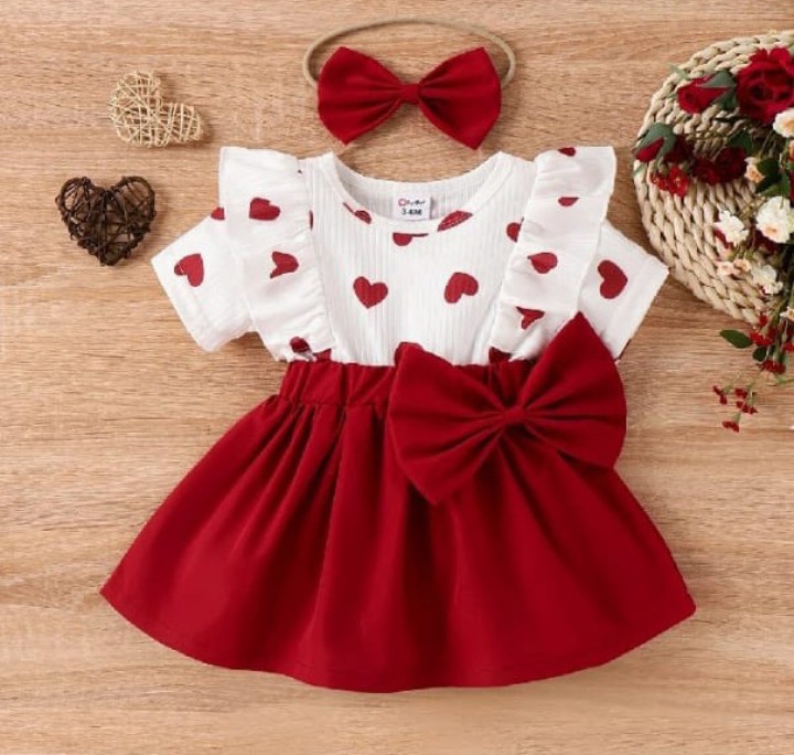 summer Eid collection heart ❤️ print dress baby girl