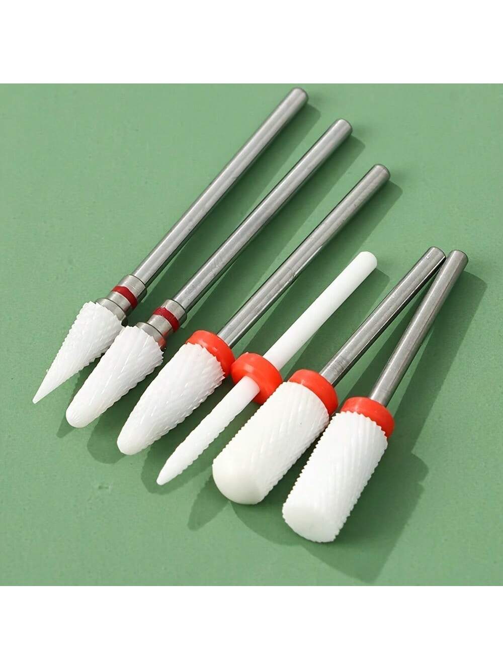 2/6Pcs Ceramic Nail Polishing Bits Set - Nail Drill Bits, Polishing Cleaning Brush. Pedicure Remover for Acrylic Gel