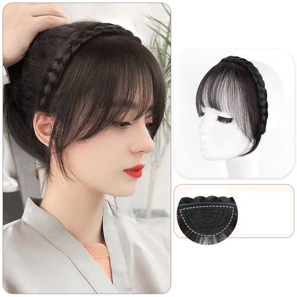 Fashion 3D Natural Bangs Invisible Middle Part False Bangs Synthetic Clip-In Side Fringe Hairpieces Women