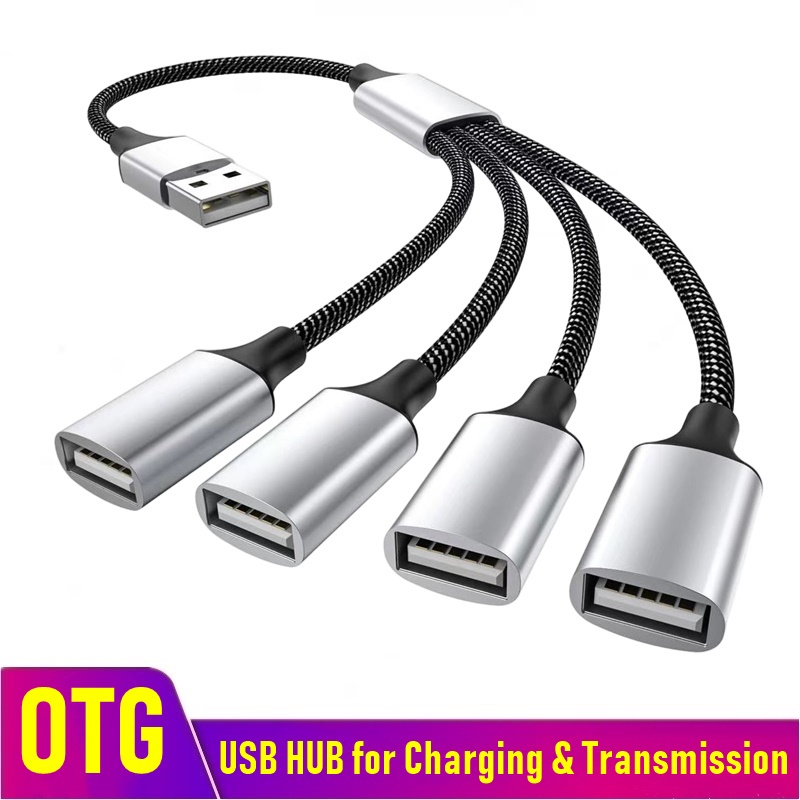 Multi USB Hub Extensions 4 Port Type C Hub USB Splitter Fast Data Transmission OTG Adapter For Computer  Macbook Pro Air