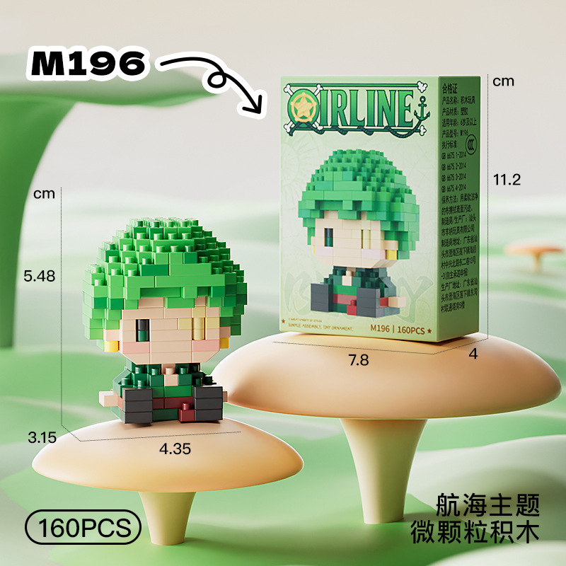 ONE PIECE Sun God Nika Luffy Micro Building Block Chopper Ace Buggy 3D Anime Model Assembly Mini Bricks Figure Toys For