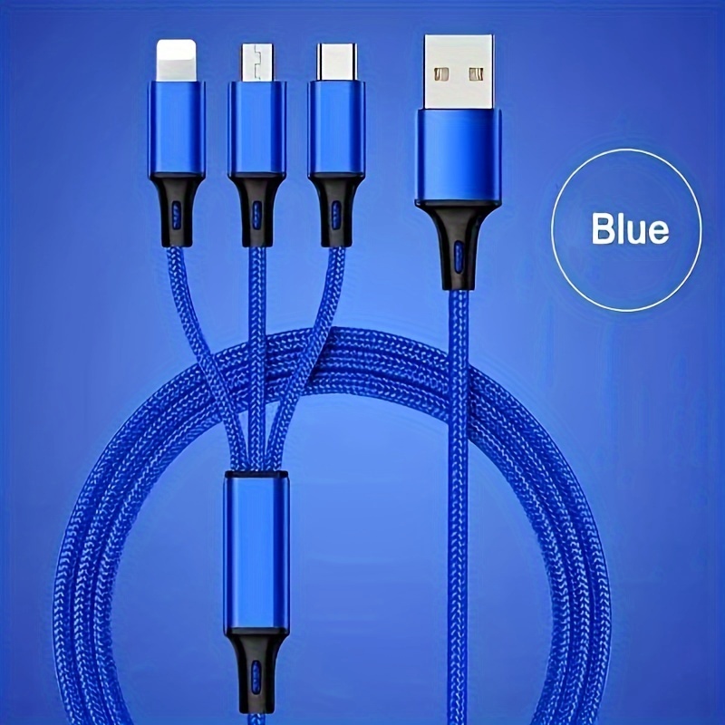 3 in 1 120W Type C Micro USB Data Cable Fast Charging Liquid Silicon Universal for All Smartphones 1.2m