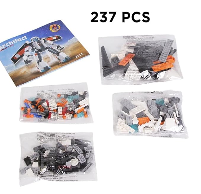Architect 3 in 1 Building Blocks Set 237 Pcs Robot Car and Plane Educational Construction Learning Brick Toy for Kids