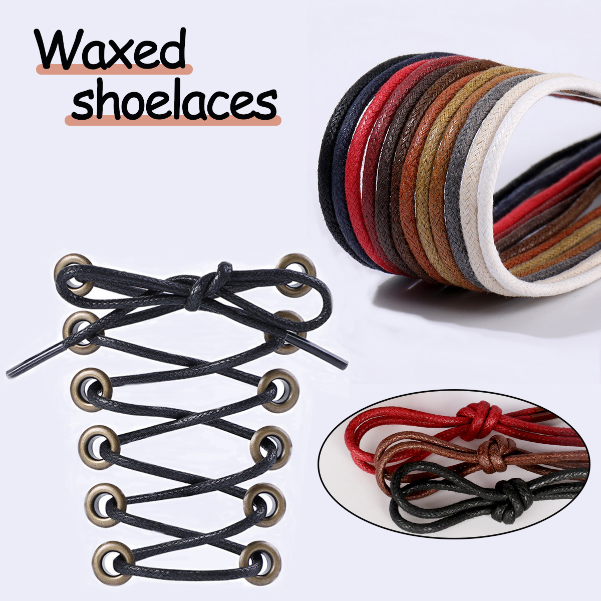 Waxed Round Shoelaces for Men's Dress Shoes - Waterproof & Durable