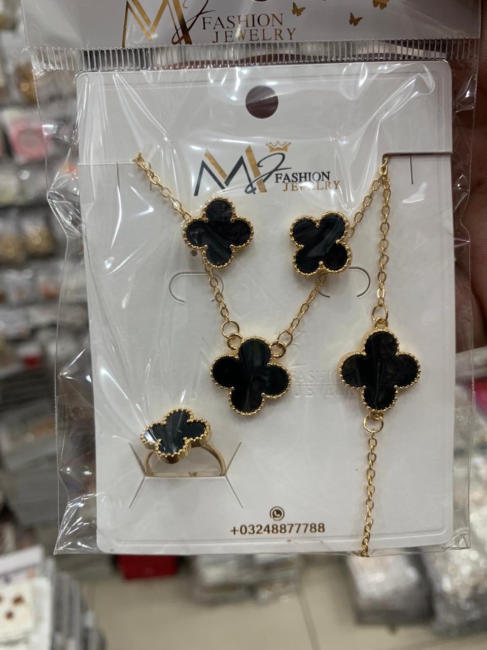 Pack of Beautiful Pairs Of Earrings Clover Necklace Pendant Clover Ring Clover Bracelet For Girls . Set Of Clover for  Ladies