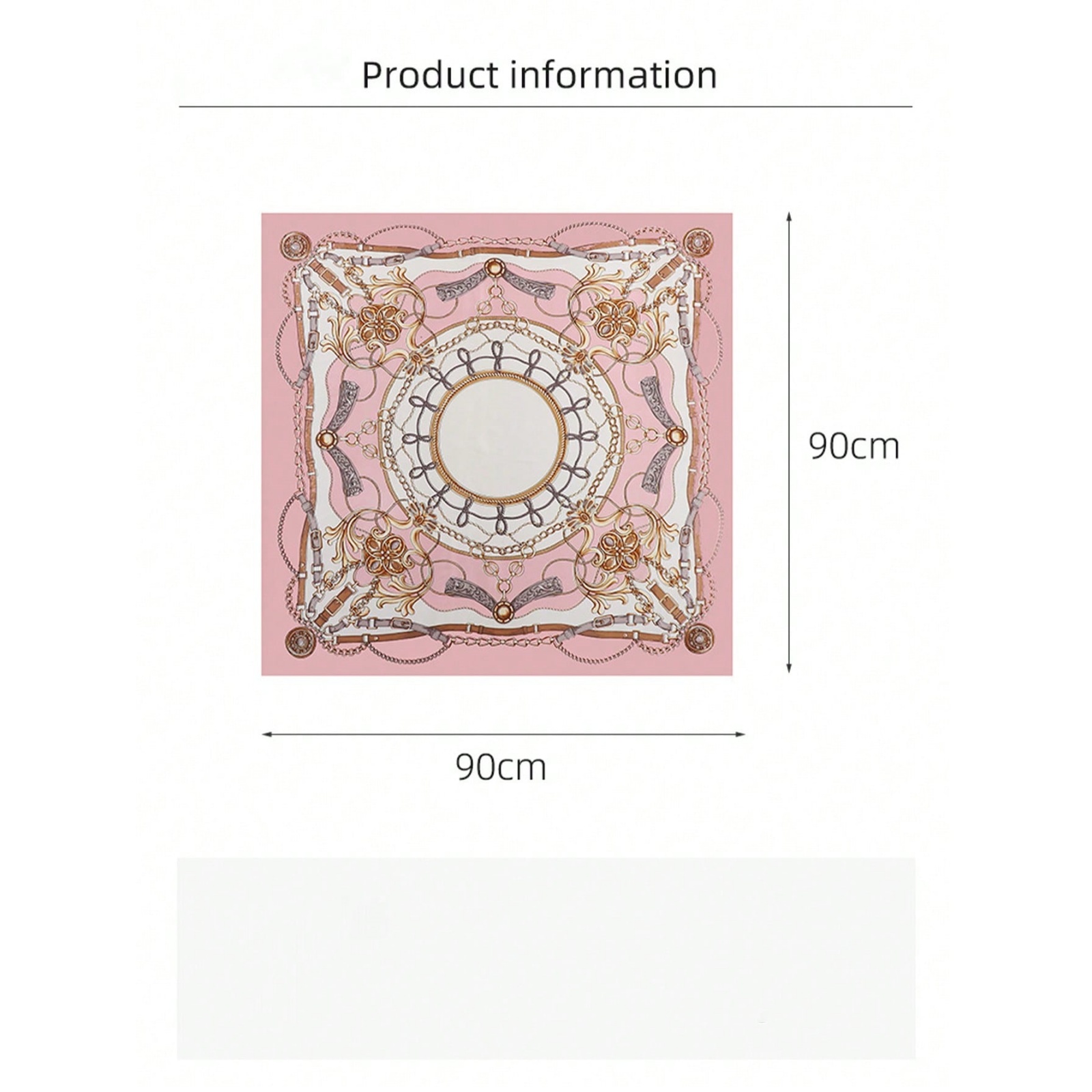 Pink Silk Scarf Hair Wrap, Vintage Chain Pattern Elegant Satin Headscarf, Large Square Hair Scarf For Women, Stylish Hair