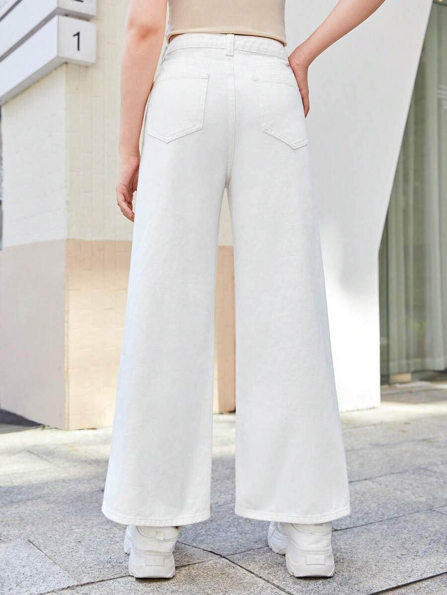White High Waist Wide-Leg Jeans Premium Quality