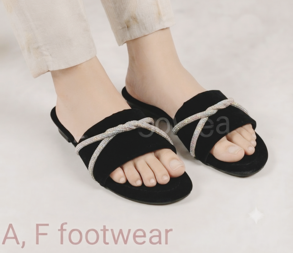 AF Footwear Stylish Ladies Rexine Slippers | Women's Soft Comfortable Flat Slide Slippers | Casual Daily Wear Sandals