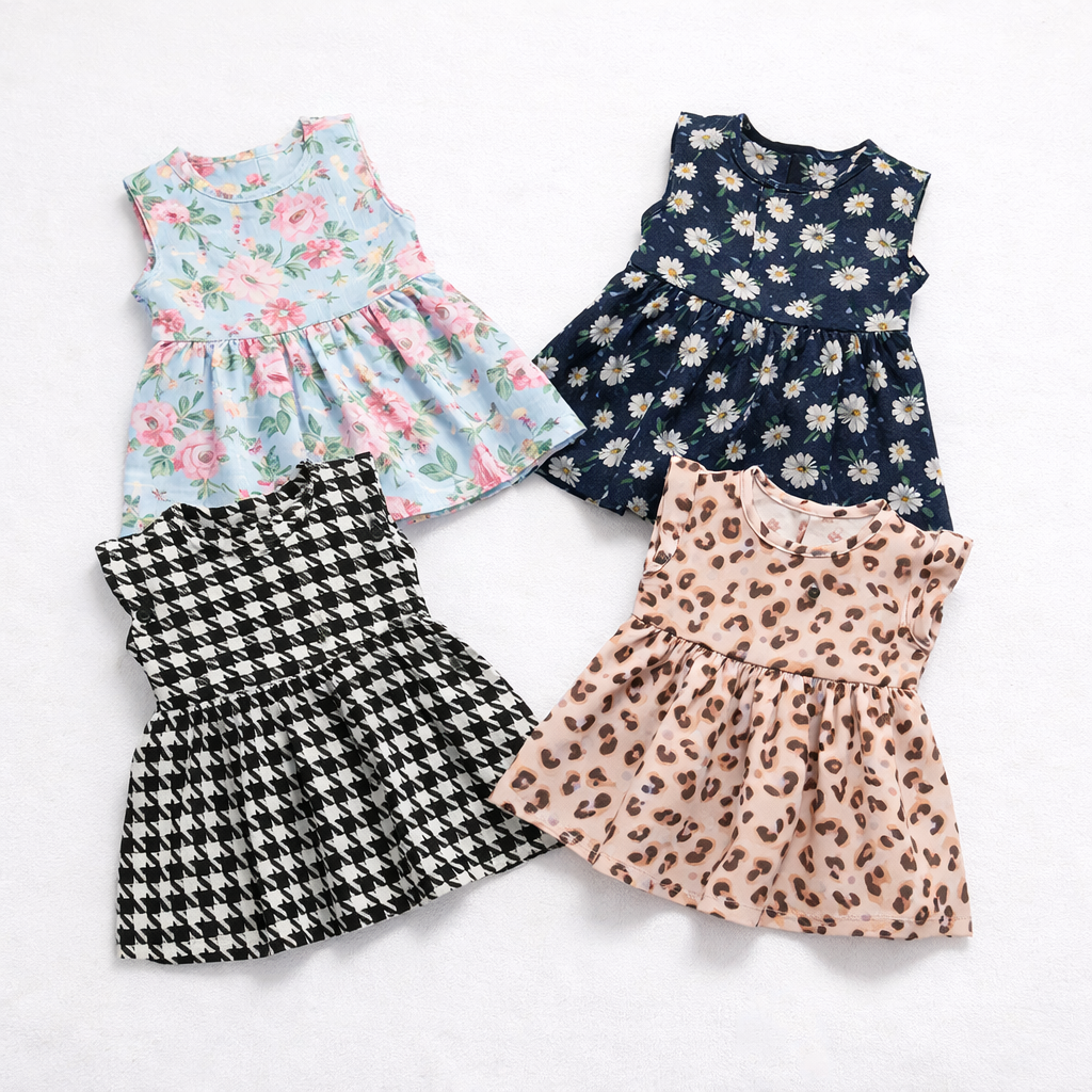 Baby Girl Frock Pack Of 5 Summer Cotton Dresses | Random Design Multicolor Baby Frocks Set 0-4 Years | Soft Casual Daily Wear Cute Kids Girls Dress Pack | Newborn Toddler Baby Girl Clothes Pakistan | Printed Comfortable Baby Frock Bundle