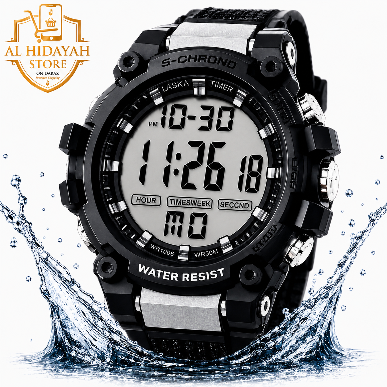 Original LASIKA S-CHRONO LED Digital Sports Watch for Men | Water Resistant | Alarm | Stopwatch | Large Display | Boys, Teens & Students | With Box