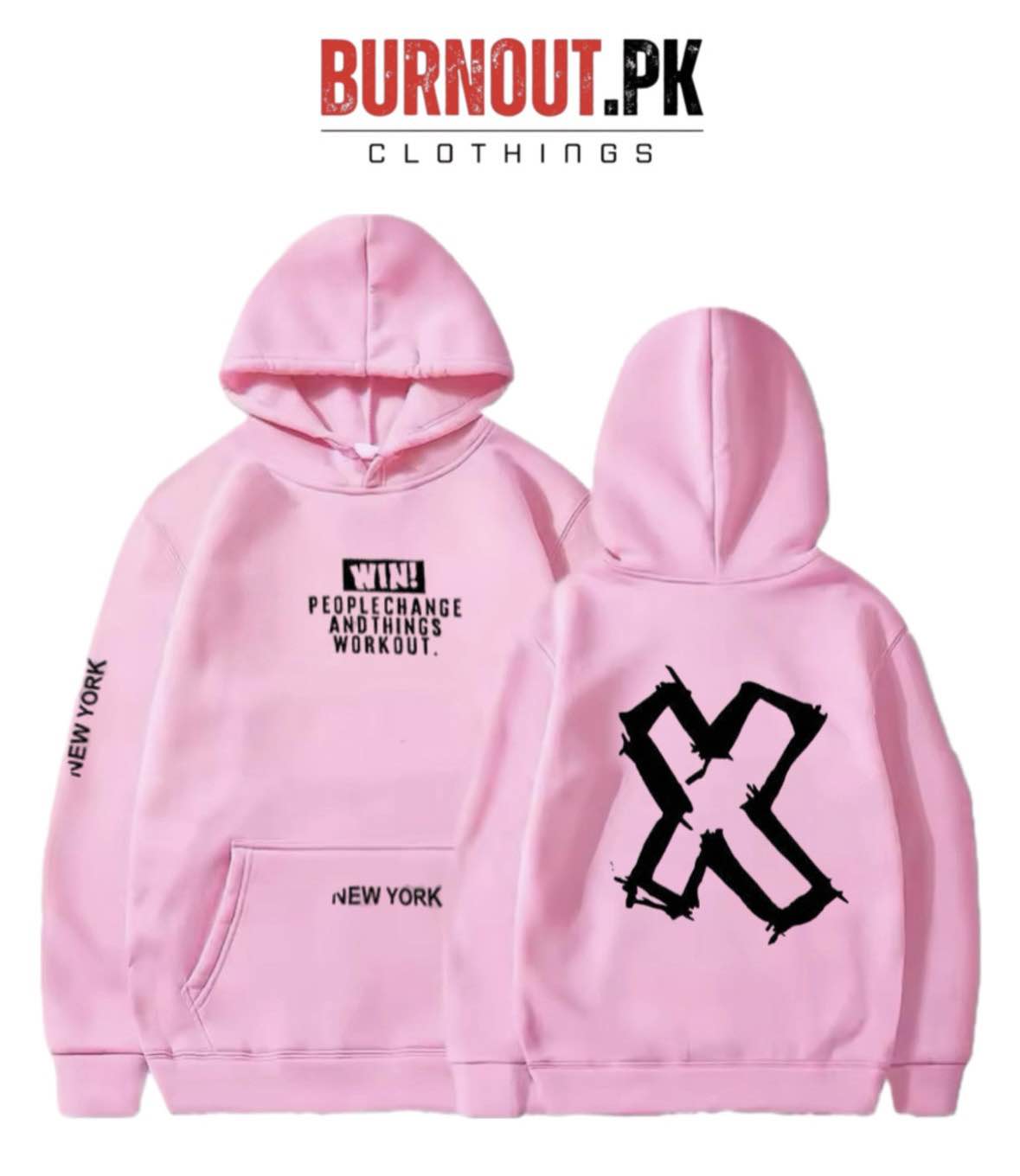 BURNOUT.PK NEW TRENDY WINTER COLLECTION PREMIUM QUALITY FRONT BACK PRINTED HOODIES FOR MENS AND WOMENS