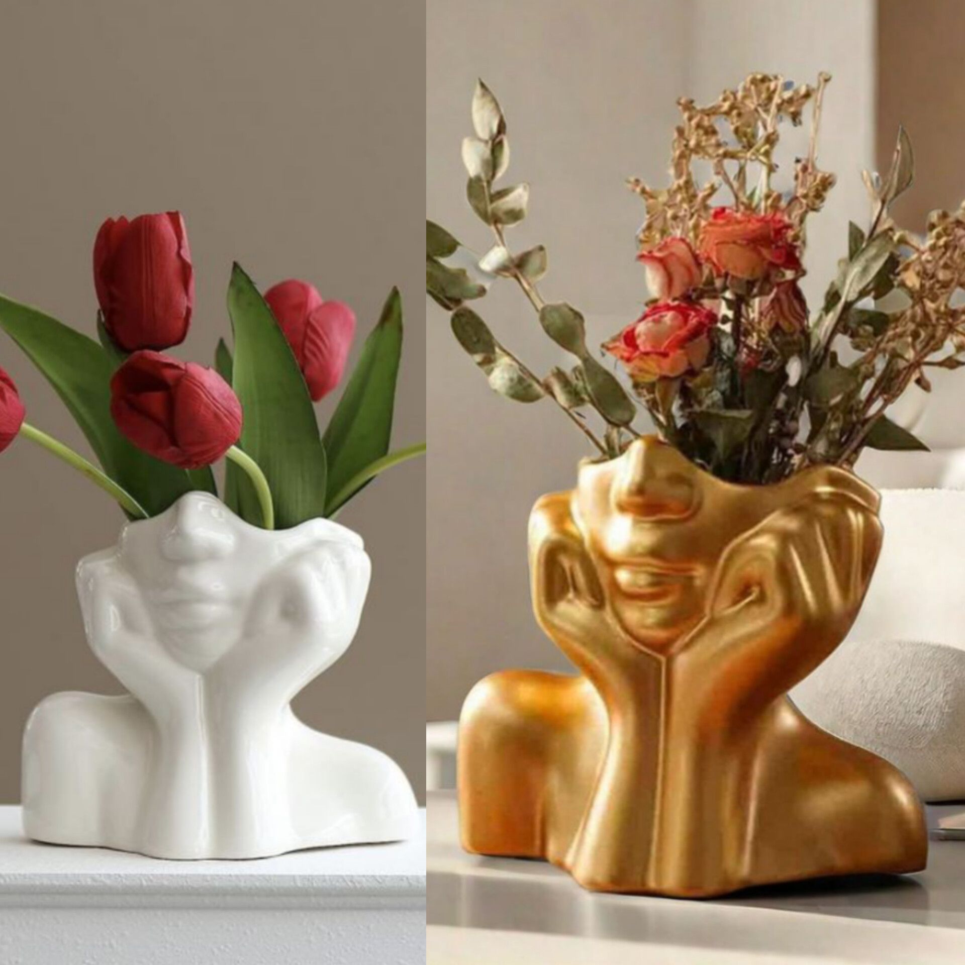 Small Face Sculpture Vase Modern Home Decor