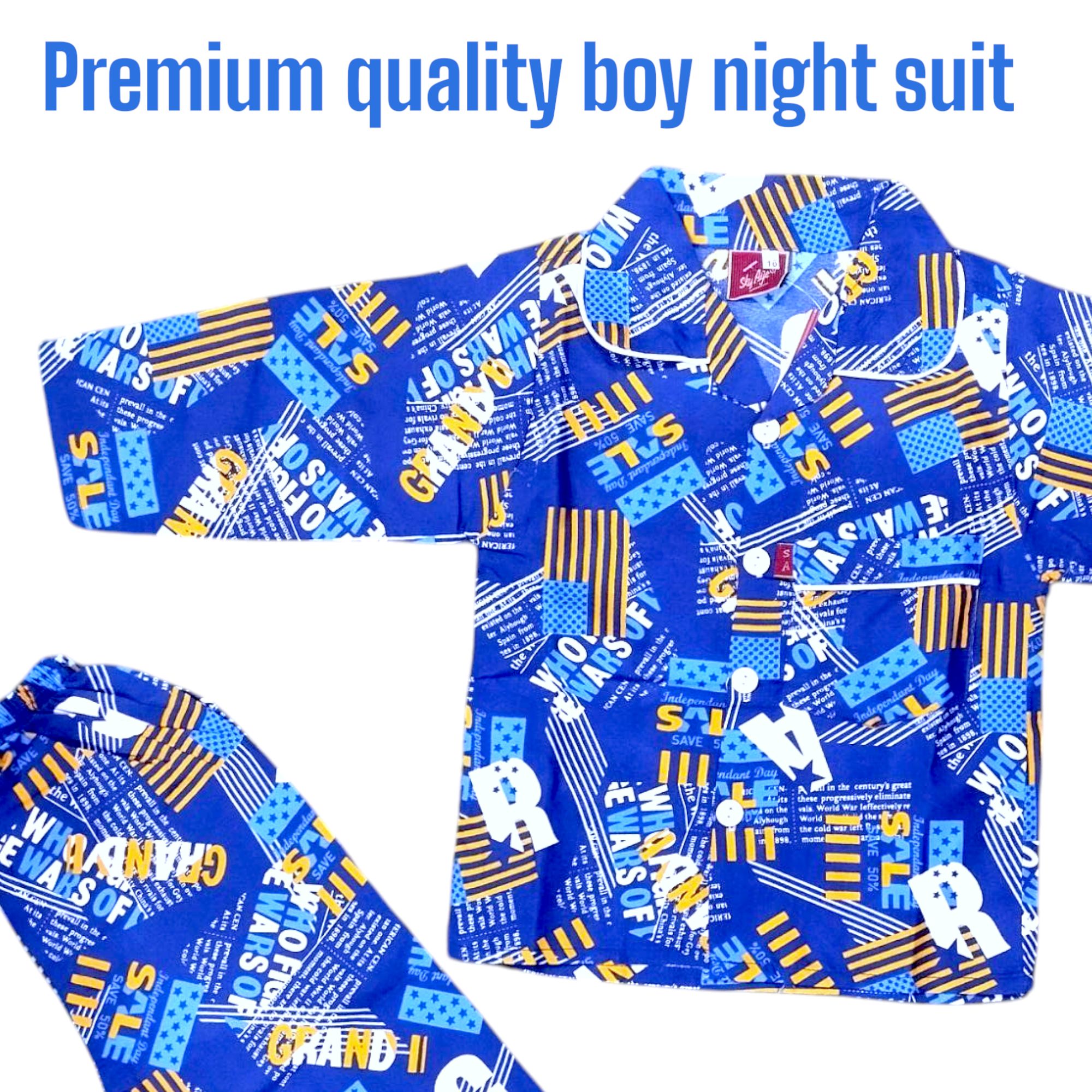 Kids Cotton Nightwear Set with Button-Down Collar - Assorted Patterns for Boys & Girls
