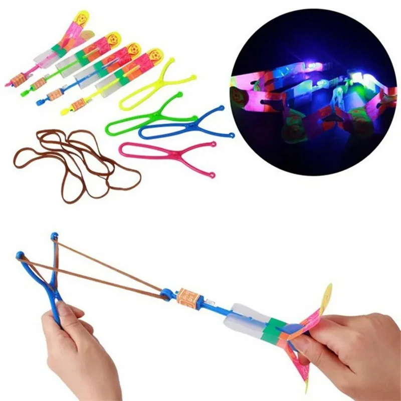 6/10pcs Catapult Slingshot Glowing Arrows LED Lights Flashing Dragonfly Glowing Children's Party Toys  Illuminate the Sky
