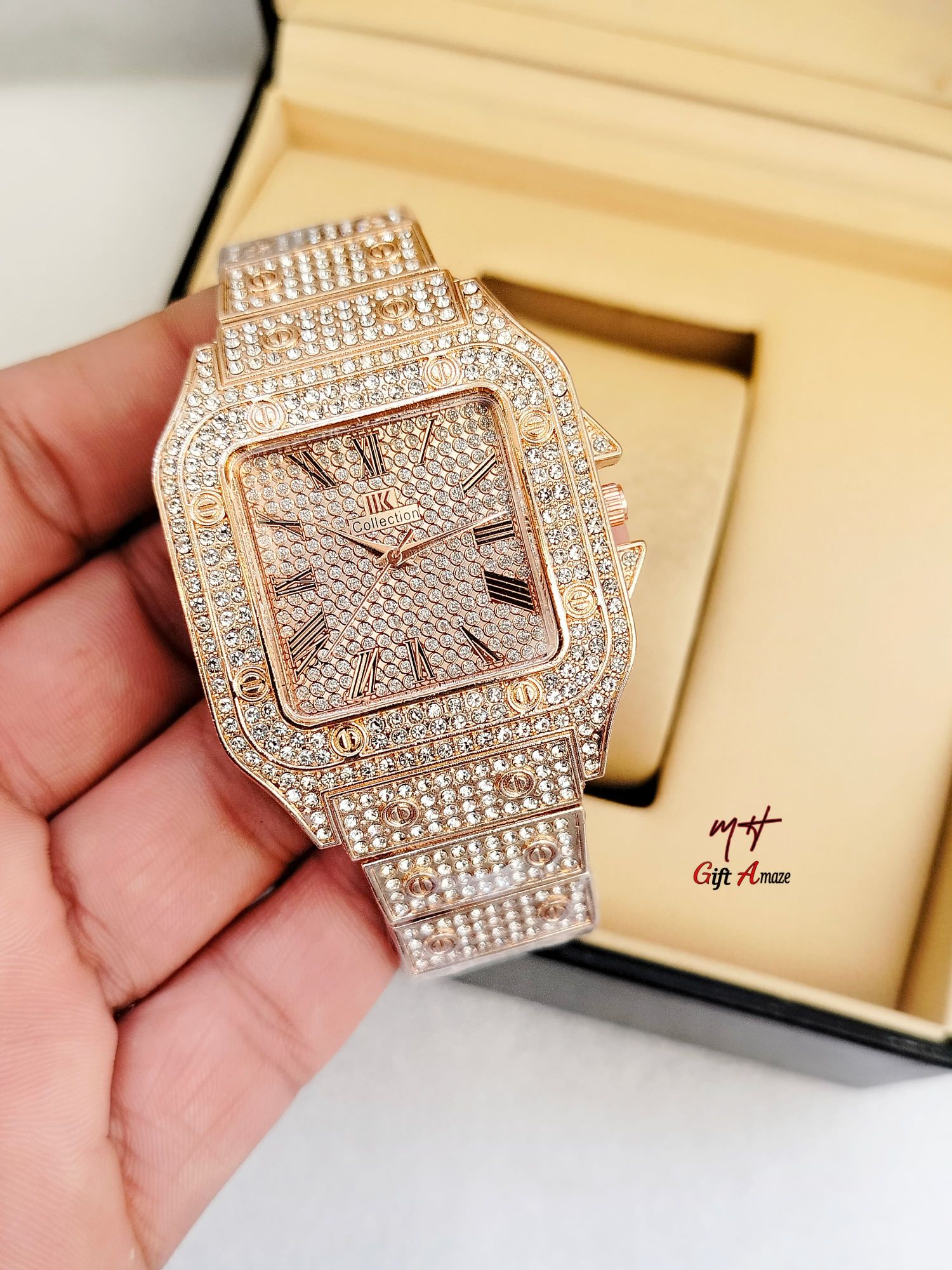 HOT DEALS Luxury Diamond Men Women Watches Gold Watch Ladies Wrist Watch Luxury Rhinestone Unisex Bracelet Watches Female Clock 2025 New
