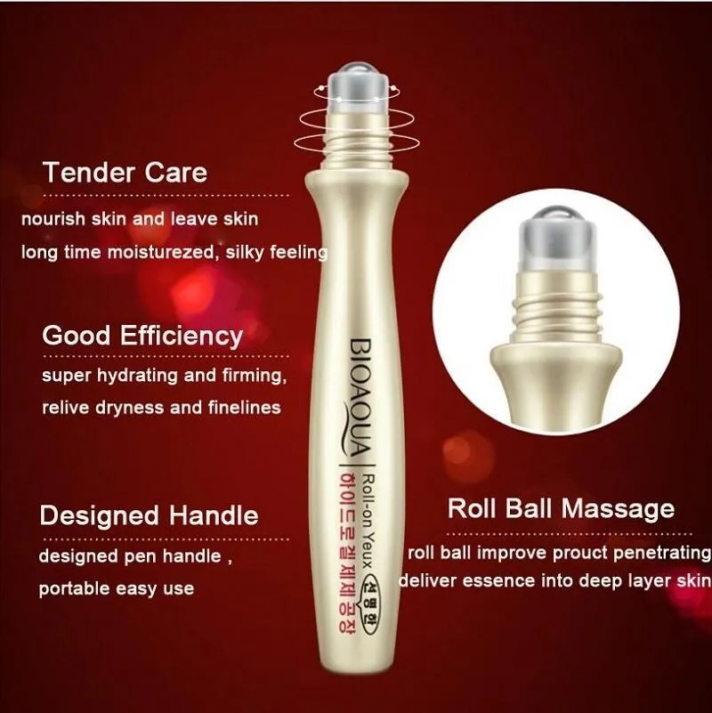 BIOAQUA Eye Roll Ball Essence – Anti-Wrinkle & Dark Circle Remover Cooling Roller Eye Essence – 15ml